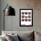 Quadro Bauhaus Preto E Vermelho - Olhos Cílios 24x18cm - Com