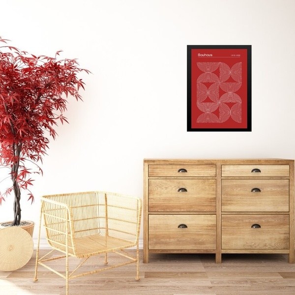 Quadro Bauhaus Red Modern Poster - Inverted Circles 24x18cm -