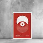 Quadro Bauhaus Red Poster - Eclipse Eye 24x18cm Moldura Branca