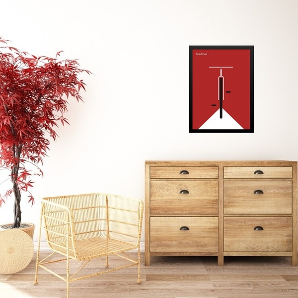 Quadro Bauhaus Red Vintage Minimalist Poster - Bicycle 33x24c