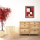 Quadro Bauhaus Red Vintage Poster - Descending Blocks 24x18cm