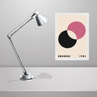 Quadro Bauhaus Rosa- Eclipsed Circles 33x24cm - Com Vidro Mol