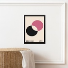 Quadro Bauhaus Rosa- Eclipsed Circles 45x34cm Moldura Branca