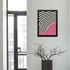 Quadro Bauhaus Rosa E Preto - Curvas 45x34cm Moldura Branca