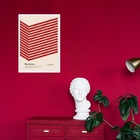 Quadro Bauhaus Vermelho E Bege - Cube Angle 24x18cm Moldura P