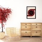 Quadro Bauhaus Vermelho E Preto -roll Disc 45x34cm - Com Vidr