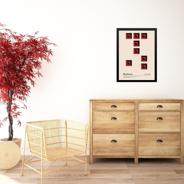 Quadro Bauhaus Vermelho - Scattered Bricks 24x18cm Moldura Br