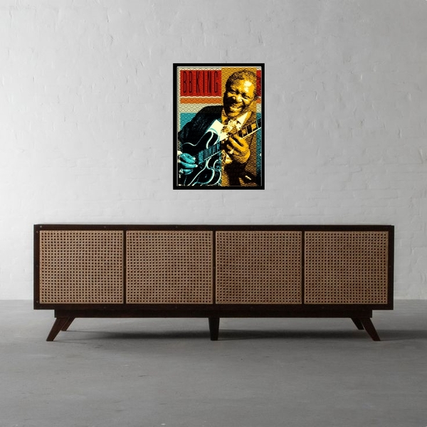 Quadro Bb King Pop Art 24x18cm Moldura:madeira Preta