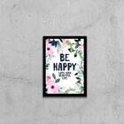 Quadro Be Happy 45x34cm - Com Vidro Moldura:madeira Preta