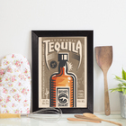 Quadro Bebida Vintage Tequila 33x43cm Moldura Preta