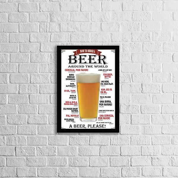 Quadro Beer Around The World 24x18cm - Com Vidro Moldura:made