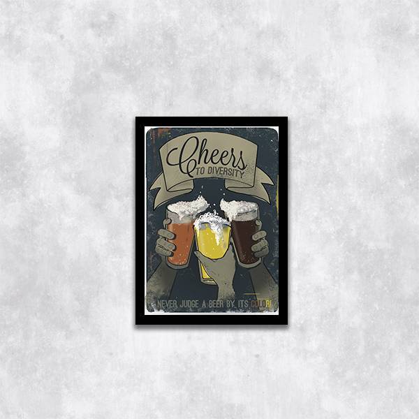Quadro Beer Cheers - Um Brinde A Diversidade 24x18cm Moldura: