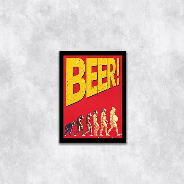 Quadro Beer - Evolução Da Humanidade 24x18cm - Com Vidro Mold