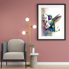 Quadro Beija-flor Aquarela - 60x48cm Moldura:madeira Preta