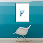 Quadro Beija Flor Mar Azul - 60x48cm Moldura:madeira Preta