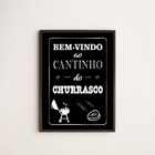 Quadro Bem Vindo Ao Cantinho Do Churrasco 24x18cm - Com Vidro