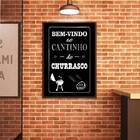 Quadro Bem Vindo Ao Cantinho Do Churrasco 24x18cm Moldura:mad