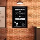 Quadro Bem Vindo Ao Cantinho Do Churrasco 33x24cm - Com Vidro