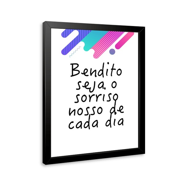 Quadro Bendito Seja O Sorriso 24x18cm Moldura Branca