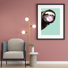 Quadro Bicho Preguiça Bubble Gum - 60x48cm Moldura:madeira Br