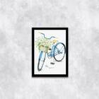 Quadro Bicicleta Azul Com Flores 24x18cm - Com Vidro Moldura: