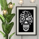 Quadro Bicicleta Caveira - 60x48cm Moldura:madeira Branca