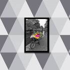 Quadro Bicicleta Com Flores Coloridas 33x24cm - Com Vidro Mol