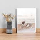 Quadro Bicicleta Na Praia 24x18cm - Com Vidro Moldura:madeira