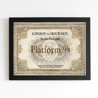 Quadro Bilhete Trem Hogwarts - Plataforma 45x34cm - Com Vidro