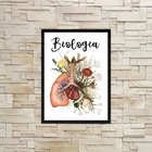 Quadro Biologia Pulmão Com Flores 24x18cm - Com Vidro Moldura