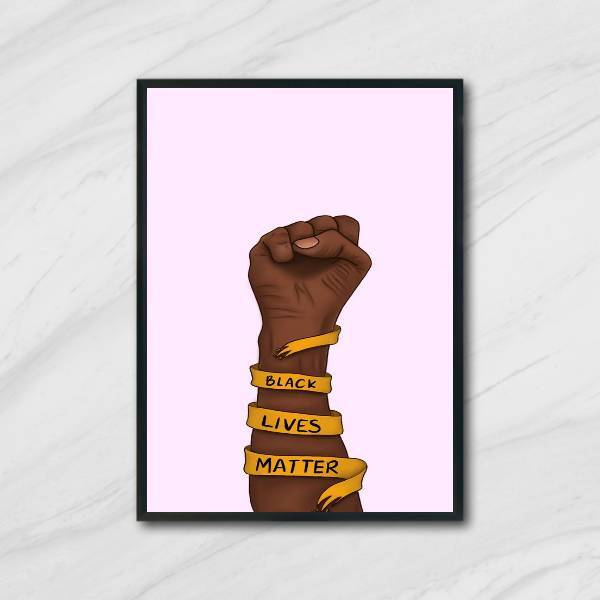 Quadro Black Lives Matter 33x24cm - Com Vidro Moldura:madeira
