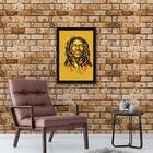 Quadro Bob Marley Amarelo 24x18cm - Com Vidro Moldura:madeira