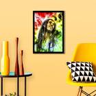 Quadro Bob Marley Colorido 45x34cm - Com Vidro Moldura:madeir