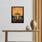 Quadro Boho Hippy Mushroom Sunrise 45x34cm - Com Vidro Moldur