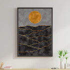 Quadro Boho Lua Preto E Dourado 60x40cm Moldura:madeira Preta