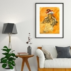 Quadro Boiadeiro Umbanda - 60x48cm Moldura:madeira Preta