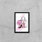 Quadro Bolsas Com Sapato 24x18cm - Com Vidro Moldura:madeira