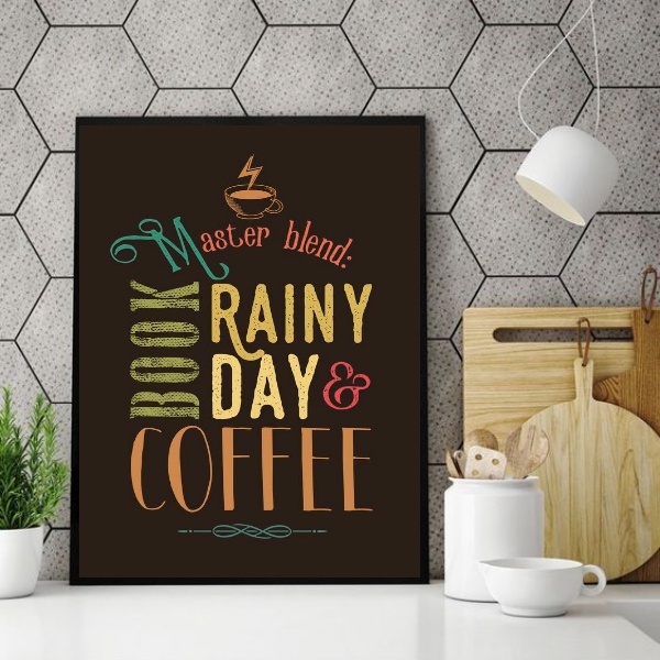 Quadro Book Rainy Day E Coffee 33x24cm Moldura:madeira Branca