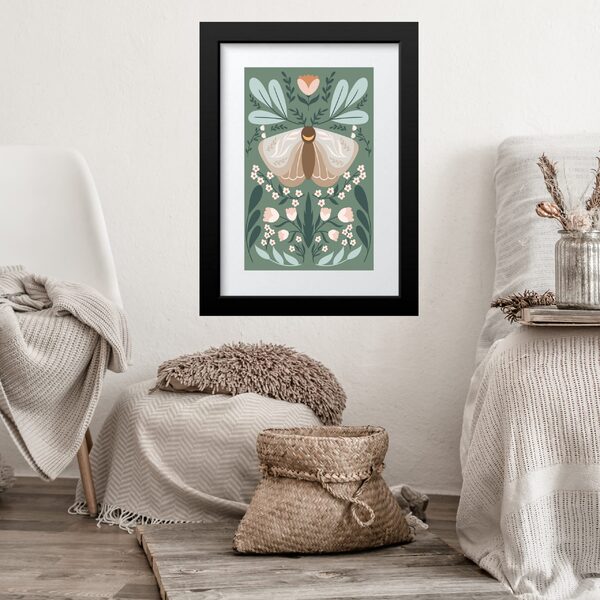 Quadro Borboleta Boho - 60x48cm Moldura Preta