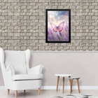 Quadro Borboleta Rosa Campo Lavanda 33x24cm - Com Vidro Moldu
