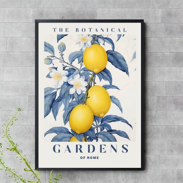 Quadro Botanical Gardens - Azul E Amarelo 45x34cm Moldura Pre