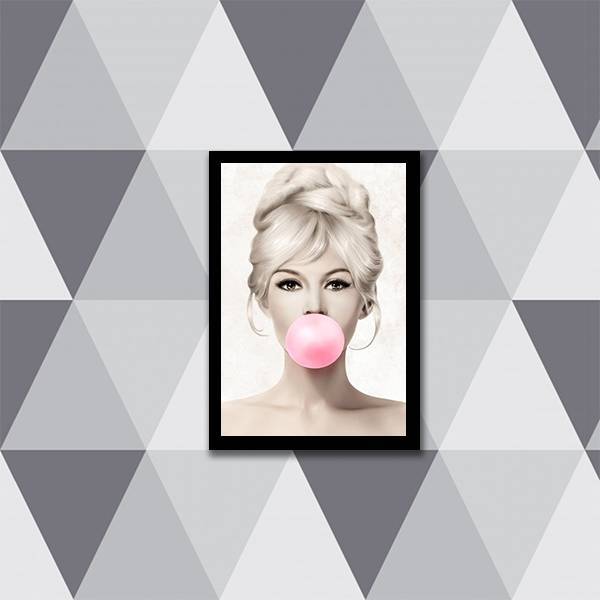 Quadro Brigitte Bardot Chicletes 45x34cm - Com Vidro Moldura: