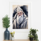 Quadro Bruxo Dumbledore - 60x48cm Moldura Branca