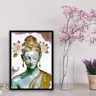 Quadro Buda Branco Com Dourado 33x24cm Moldura:madeira Preta