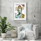 Quadro Buda Branco Com Dourado - 60x48cm Moldura:madeira Bran