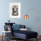 Quadro Buda Cinza E Branco - 60x48cm Moldura:madeira Branca