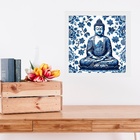 Quadro Buda Estilo Azulejo Português - 33x33cm Moldura Branca