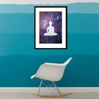 Quadro Buda Galáxia - 60x48cm Moldura:madeira Branca