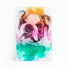 Quadro Buldogue Inglês Cachorro Aquarela Canvas 20x30cm