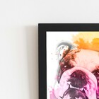 Quadro Buldogue Inglês Cachorro Aquarela Moldura 20x30cm